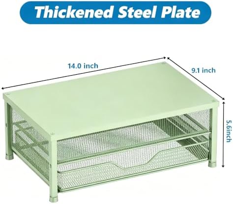 OPNICE Computer Monitor Stand Riser, Desk Organizer with Drawer, Printer & Laptop Stand, Office Desk Accessories & Workspace Desktop Organizers Storage for Office Supplies(Green) - Image 6