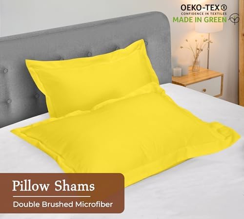 Royale Linens Microfiber King Size Pillow Shams Set of 2 - Yellow Shams - Image 3
