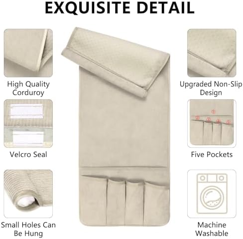 Remote Control Holder, Anti Slip Armchair Caddy Couch Caddy with 5 Pockets - Image 5