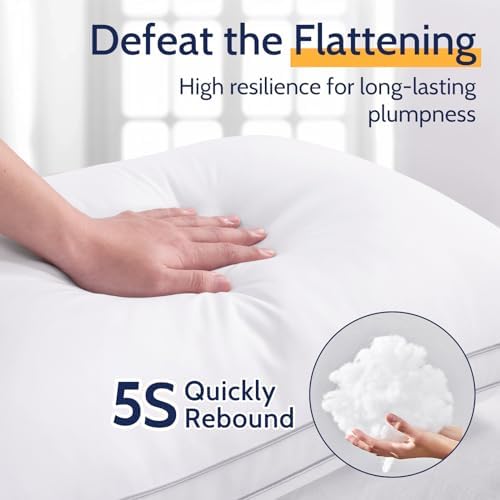 ROUMEA Pillows Standard Size Set of 2, Bed Pillows for Sleeping 2 Pack, Luxury Hotel Quality, Supportive Standard Pillows with Soft Down Alternative for Back Stomach Side Sleepers, Machine Washable - Image 5