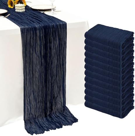12Pack Navy Blue Cheesecloth Table Runner 20x120inch Gauze Table Runner by Seveups