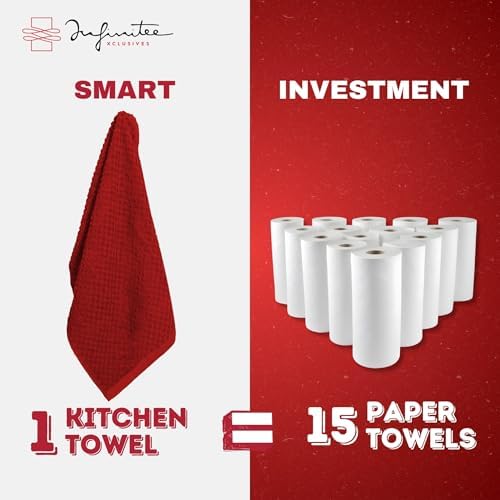 Infinitee Xclusives Kitchen Towels -12 Pack - Cotton Dish Towel |15" x 25"| - Image 6