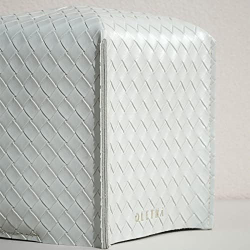 OLETHA Square Tissue Box Cover, Aesthetic Desk Decor, Woven Embossing, Grey - Image 4