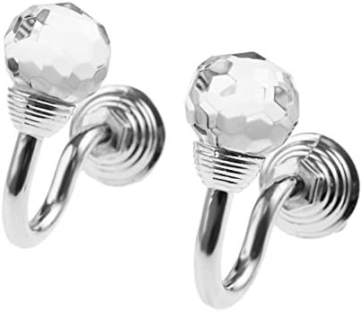 Decorative Hook Small Crystal Glass Curtain Tieback Hook Silver Round Head by Hicello