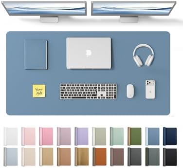 YSAGi Leather Desk Protector, Office Mat, Large Mouse Mat, Non-Slip PU Leather Blotter, Laptop Desk Pad, Waterproof Writing Pad for Office and Home (Blue, 47.2" x 23.6") by YSAGi