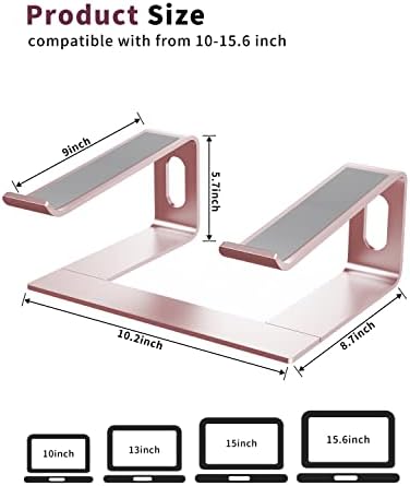 ALASHI Ergonomic Laptop Stand, Aluminum Desk Riser, 10-15.6", Pink - Image 2
