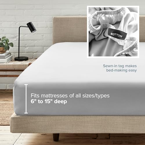 Bare Home Full Fitted Sheet - 1800 Ultra-Soft (Full, Cloud Grey) - Image 6
