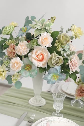 Serra Flora Artificial Flower Combo Fake Peony Rose Silk Flowers for DIY Wedding Bridal Bouquet Centerpieces Arrangements Party Decorations - Image 4