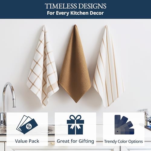 LANE LINEN Kitchen Dish Towels 100% Cotton Soft & Absorbent 6 Pack - Beige - Image 4