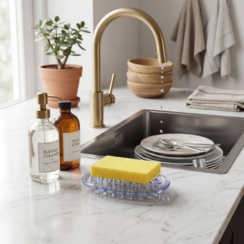 2 Pcs Soap Dish with Holes for Kitchen Bathroom, Clear - Image 3