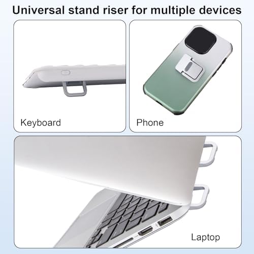 Penitue 4pcs Mini Keyboard Riser, Self-Adhesive Portable Small Laptop Tilt Stand Zinc Alloy Lifter Feet Foldable & Invisible Computer Notebook Holder Leg Lift Accessories for Desk (Silver, Black) - Image 6