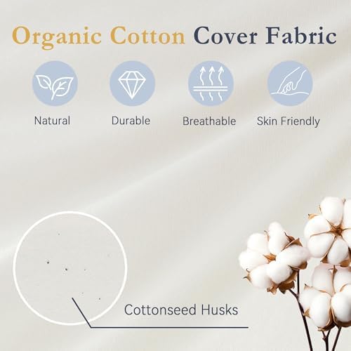 puredown® Goose Feather Down Pillows, 100% Organic Cotton Cover, Luxury Hotel Collection Bed Pillows for Sleeping Set of 2, Standard Size - Image 3