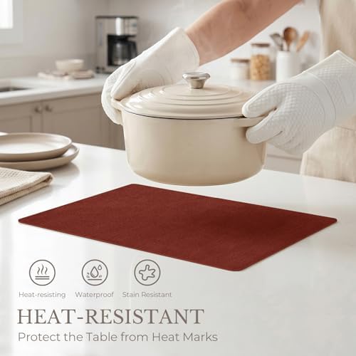 Romanstile Faux Leather Vinyl Placemats Set of 8, Red - Image 3