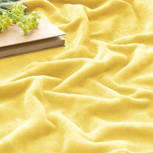 BEDELITE Fleece Blanket Soft Plush Throw for Couch Light Yellow 50"x60" - Image 4