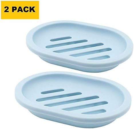 Topsky 2-Pack Soap Dish with Drain, Soap Holder & Saver, Easy Cleaning, Dry, Stop Mushy Soap (Blue) - Image 2