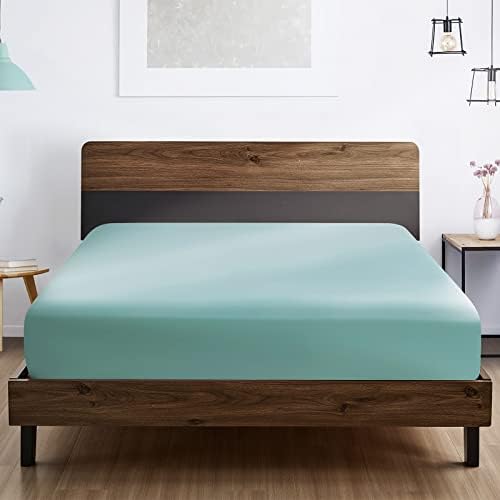 FreshCulture Full Fitted Sheet - Hotel Quality Fitted Sheet - Ultra Soft & Breathable - Brushed Microfiber - Deep Pocket - Cooling Fitted Sheets for Full Size Bed (Spa Blue) - Image 6