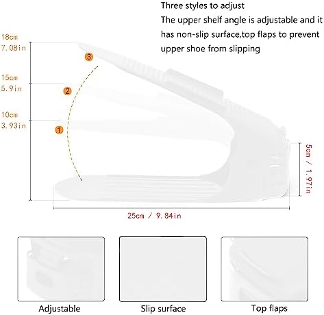 Soerreo Shoe Slot Storage Box Adjustable Shoe Rack Save Space Suitable for High Low Heels, Sneakers and Sandals (10 Piece Set,White) - Image 2