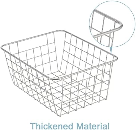 JUNCHU CHERRY Wire Kitchen Storage Basket 4 Packs,Perfect Pantry Organization Accessories Baskets,Laundry Basket,Countertop Organiztion,Suitable for Kitchen,Bathroom,Bedroom,Tabletop,Stackable,Silver - Image 6