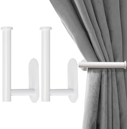 MaxMona Adhesive Curtain Holdbacks, No Drill Tie Backs, 2 Pack, White by ForaBetterLiving