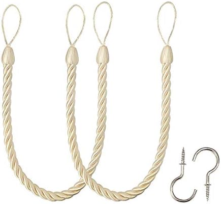 BEL AVENIR Curtain Tiebacks Ropes Tie-Backs,Handmade Holdbacks(Beige,2P) by BELAVENIR