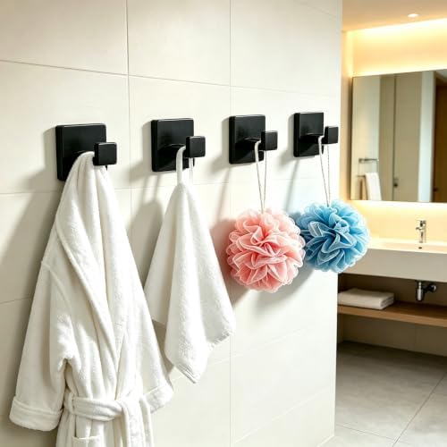 JOPOFI 6 Piece Towel Hook - Bathroom Robe Hook - Matte Black - Image 4