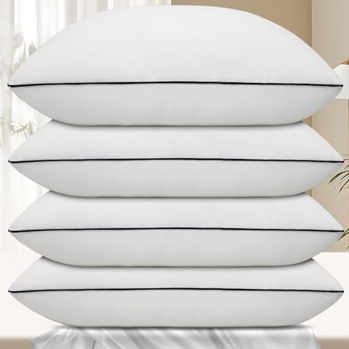 Vorouhals Hotel Collection Bed Pillows for Sleeping 4 Pack Standard Size Cooling Pillows Set of 4 for Back, Stomach or Side Sleepers, Super Soft Down Alternative Microfiber Filled Pillows by Vorouhals