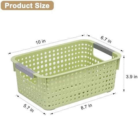 Soddeph 4-Pack Hollow Plastic Storage Baskets with Handles(Green, Small) - Image 2