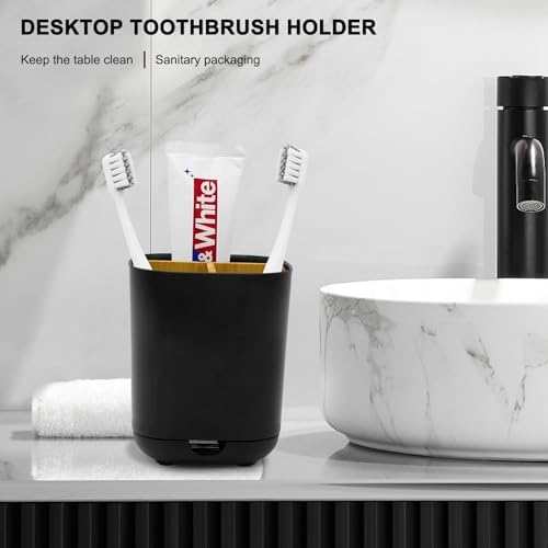 Toothbrush Holder with Bamboo Divider,Detachable for Easy Cleaning Bathroom Countertop Organizer,Plastic 3 Slots Electric Toothbrush and Toothpaste Holders Storage Caddy for Bathroom Vanity,Sink-Black - Image 7