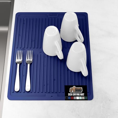 GORILLA GRIP Patented BPA-Free Silicone Dish Drying Mat, 16x12, Blue by GorillaGrip