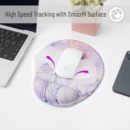 Mr. Pen- Ergonomic Mouse Pad with Wrist Rest, Pink Marble Luxe Design - Image 3
