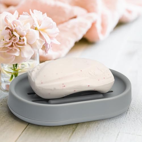 Topsky Soap Dish for Shower,2 Pack Soap Dishes Soap Savers for Bar Soap, Soap Bar Holder Shower with Drip Tray, Plastic Soap Holders with Drain for Kitchen Sink, Easy to Clean,Dry,Gray - Image 4