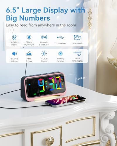 Kids Alarm Clock, Digital Alarm Clocks for Bedrooms,RGB Electric Desk Clock - Image 2
