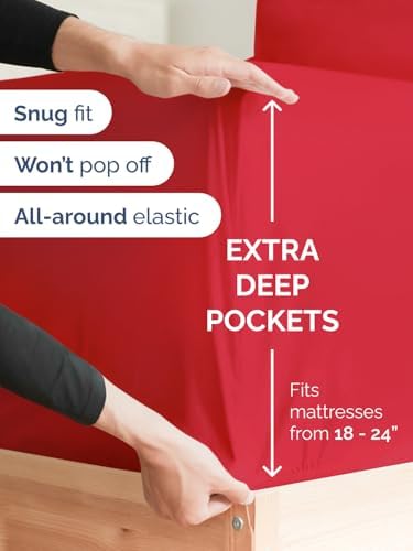 CGK Extra Deep King Single Fitted Sheet Only - Red - Image 2