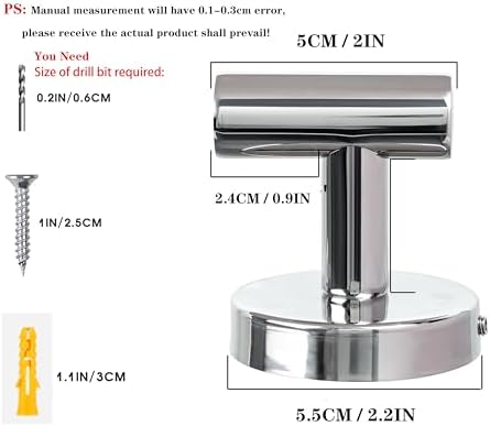 4 Pack Bath Towel Hooks, Wall Mount Towel Holder Chrome Finish Towel Rack, Heavy Duty Robe Coat Loofah Hooks for Shower, Kitchen,Hotel, Pool Tile, Brick Modern Style Decor Wall Hooks - Image 3