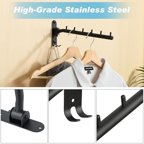 Alise Wall Mounted Drying Rack with Hook,Swivel Clothes Hanger,Black,1 Pcs - Image 5