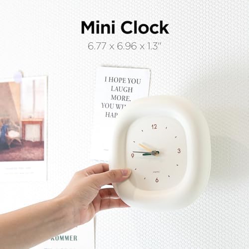 mooas Cute Mini Analog Marshmallow Clock 6.9 Inch Battery Operated (Yellow) - Image 5