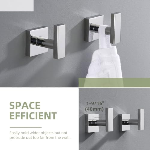 Angle Simple Towel Hooks for Bathroom, Polished Chrome, 2 Pack - Image 5