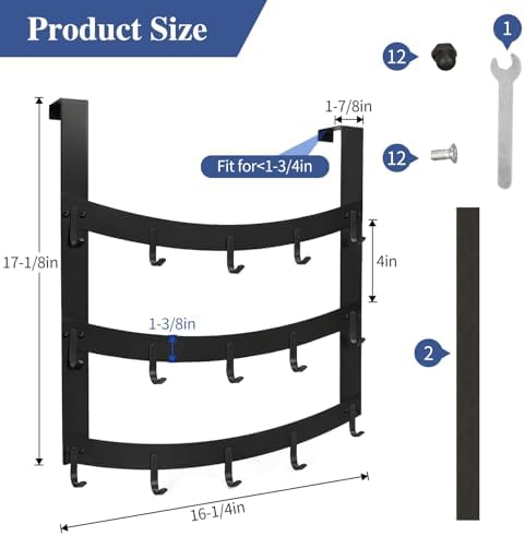 3-Tier Over The Door Hooks, Fits Doors Up to 1-3/4in Thick - Image 5