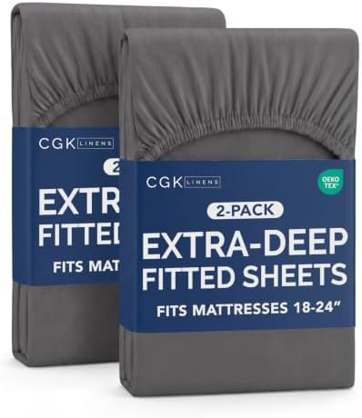 CGK Linens 2 Pack Extra Deep Queen Fitted Sheets - Dark Grey by CGKUnlimited