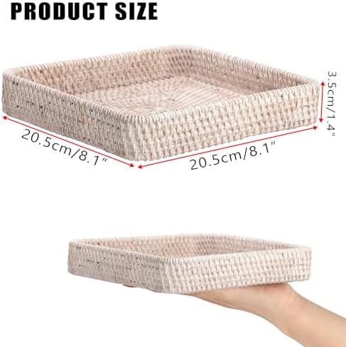 Hipiwe Rattan Key Basket Tray for Entryway Handwoven Wicker Fruit Bowl - Image 3