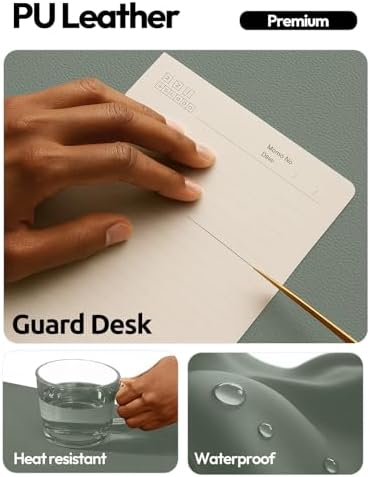 YSAGi Leather Desk Protector, Office Mat, Large Mouse Mat, Non-Slip PU Leather Blotter, Laptop Desk Pad, Waterproof Writing Pad for Office and Home (Dark Green, 35.4" x 17") - Image 3
