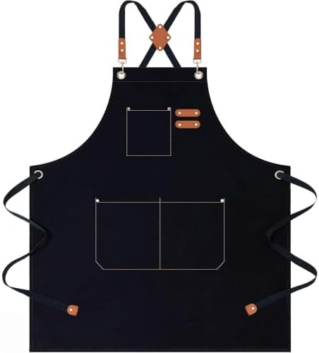 AFUN Aprons for Women Men with Large Pockets, 12-Ounce Cotton Canvas Cross Back Apron by BringYouaFun