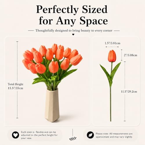 Mandy's 20pcs Artificial Dark Orange Tulips - Image 3