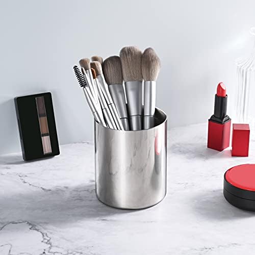 Silver Pencil Holder for Desk,304 Stainless Steel Desktop Pen Holder,Pencil Holder,Pencil Cup,Pencil Pot, Makeup Brush Holder,Stationery Organizer - Image 5