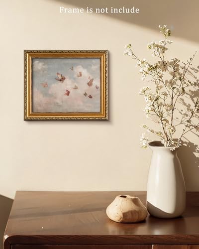 Vintage Whimsical Butterfly Wall Art Vintage Nursery Wall Art Cottagecore Girls Room Decor Cottage Butterfly Landscape Oil Art Print Country Field Style Retro Wall Decor for Gallery Living Room Bedroom (UNFRAMED 8x10in) - Image 5