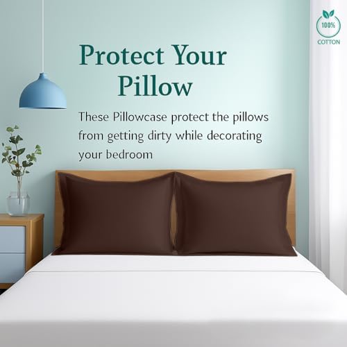 2 Pack Euro Pillow Shams 28x28 – 600 Thread Count 100% Organic Cotton Brown Square Pillow Covers with 2 Inch Flange, Soft & Smooth Premium Hotel-Quality Pillowcases Set of 2 - Image 3