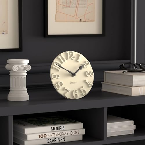JONES CLOCKS® Hampstead Desk Clock | Freestanding | Pale Cream | Elegant Raised Moulded Numerals | Ideal for Shelf, Mantel, Living Room, Home Office or Bedside - Image 4
