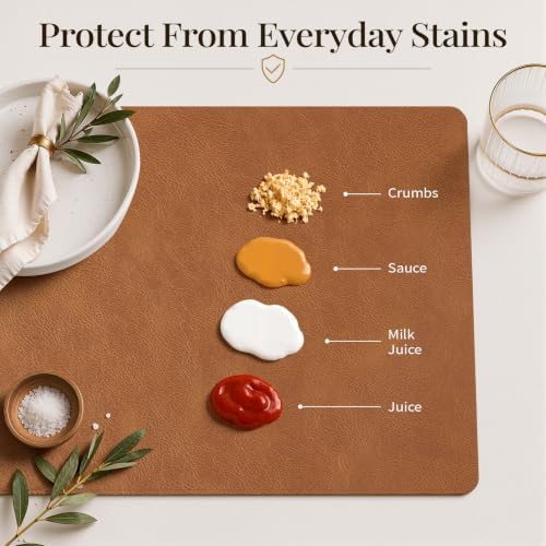 Homaxy Vinyl Heat Resistant Placemats Set of 6, Reddish Brown - Image 3