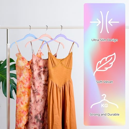 Sishynio Velvet Hangers 30 Pack, Non-Slip Slim Felt Hangers Colorful - Image 4