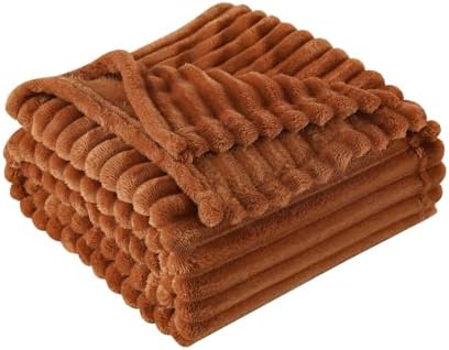 Burnt Orange Fleece Throw Blanket 60”×80” for Couch Sofa Livingroom - Image 3